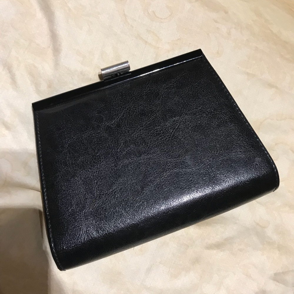 Black leather clutch